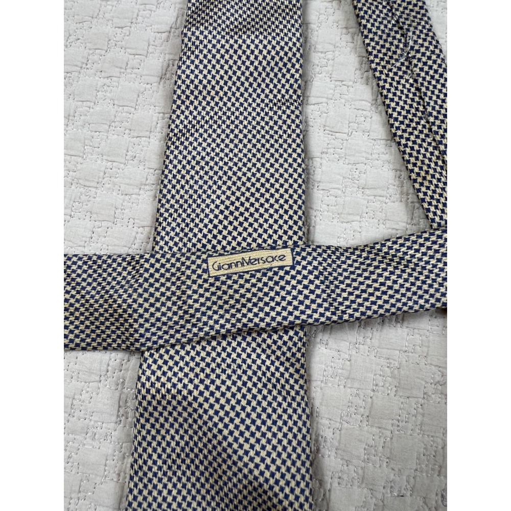 Gianni Versace Silk Harlequin Tie Skinny Diamond | Cream and Black | 2.75"W 54"L